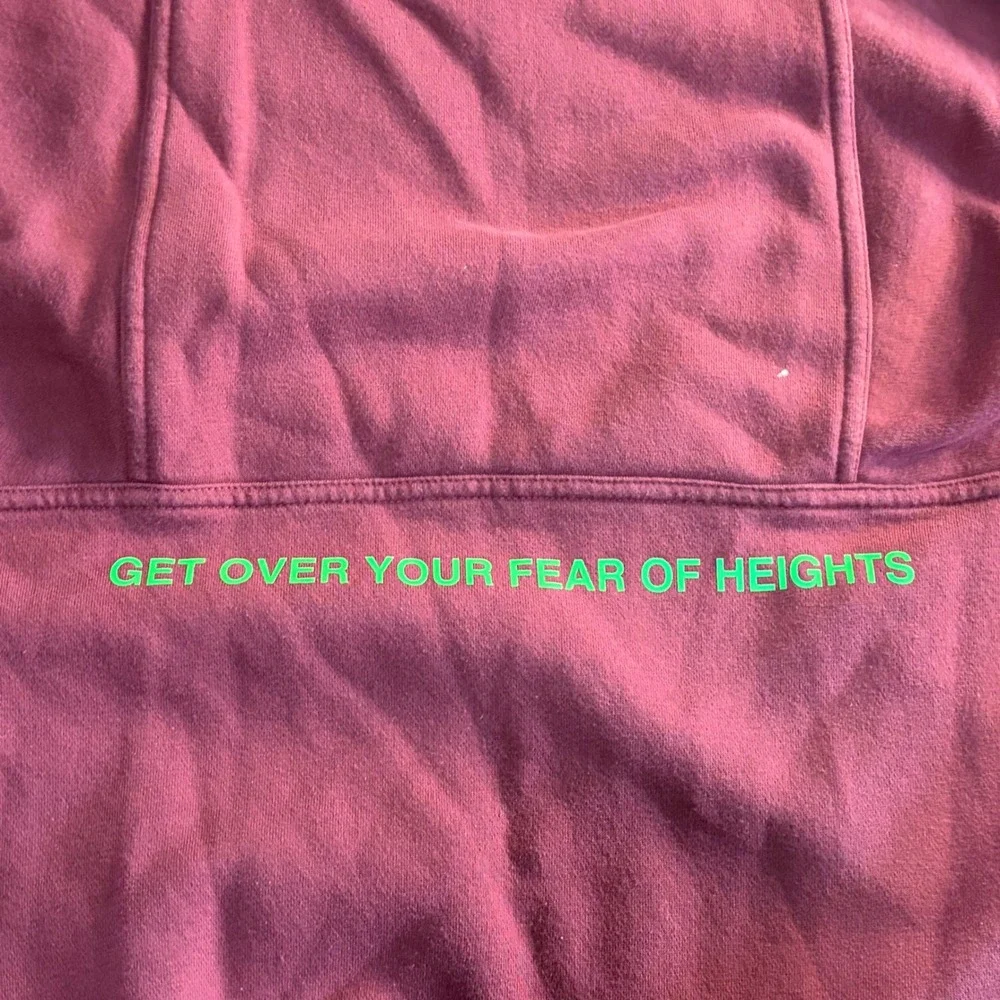 Nike Air Sweatshirt Mens Large Burgundy Neon Green Get Over Your Fear Of Heights